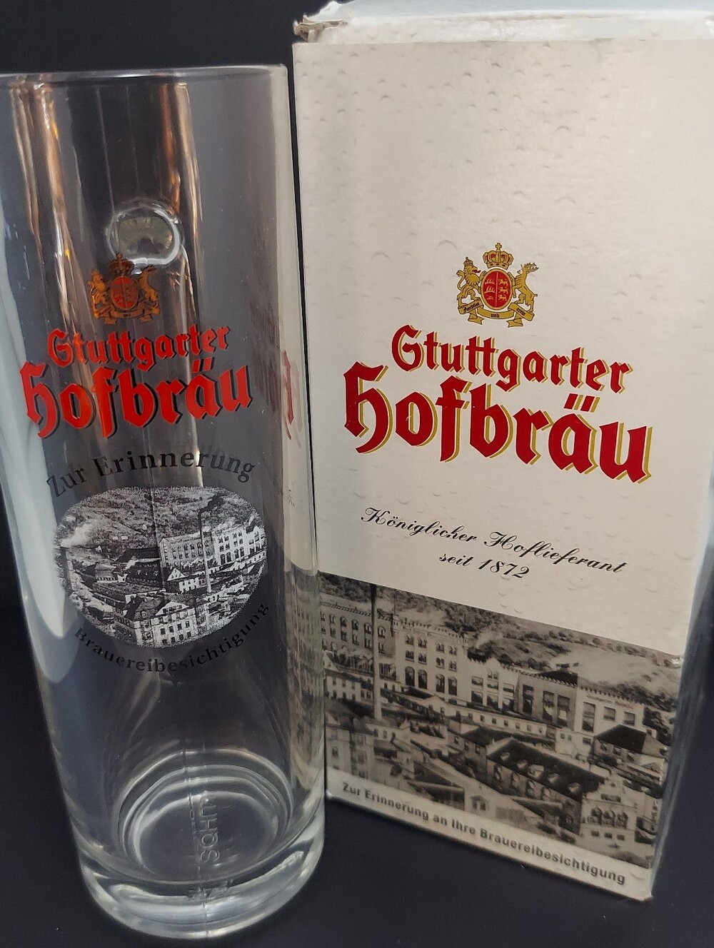 GTUTTGARTER HOFBRAU .3L BEER MUG GLASS Breweriana  Vintage W/Box Stuttgart - Picture 16 of 16
